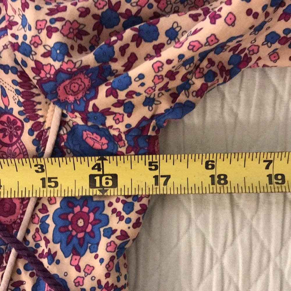 New R. Vivimos Spring Bohemian Patchwork Print Midi Dress Blue Cream Pink … - Picture 12 of 14